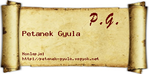 Petanek Gyula névjegykártya